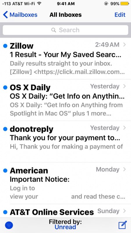 Show only unread emails in mail for mac